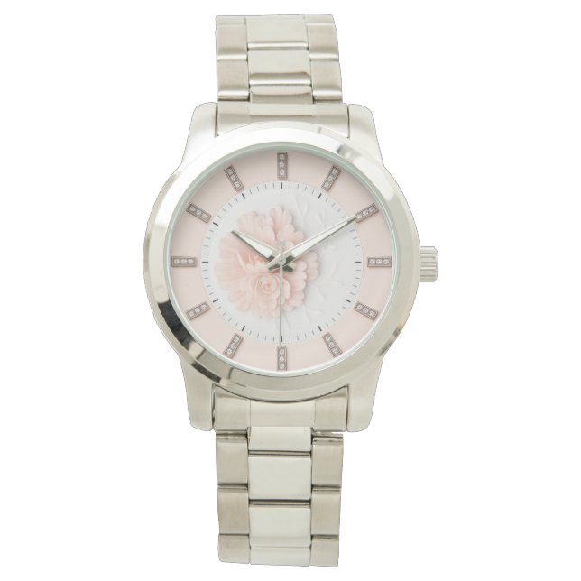 Diamond Peony Pastel Pink Watch (Front)