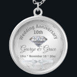 Diamond Personalized 10th Anniversary Gift to Wife Silver Plated Necklace<br><div class="desc">Diamond Personalized 10th Anniversary Gift to Wife Looking for a special way to celebrate 10 years of love with your wife? Our Diamond Personalized 10th Anniversary Gift is the perfect choice! This beautiful gift features a stunning diamond pendant that can be engraved with your wife's name, initials or a special...</div>