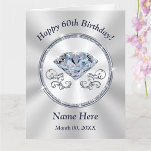 Diamond, Personalized 60th Birthday Cards for Her