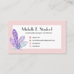 Diamond Pink Chevron Elegant Minimalistic Business Card
