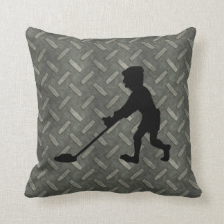 Diamond Plate Metal Detecting Man Throw Pillow