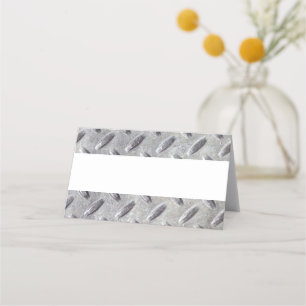 Diamond Plate Metal Material Pattern Bar Mitzvah Place Card