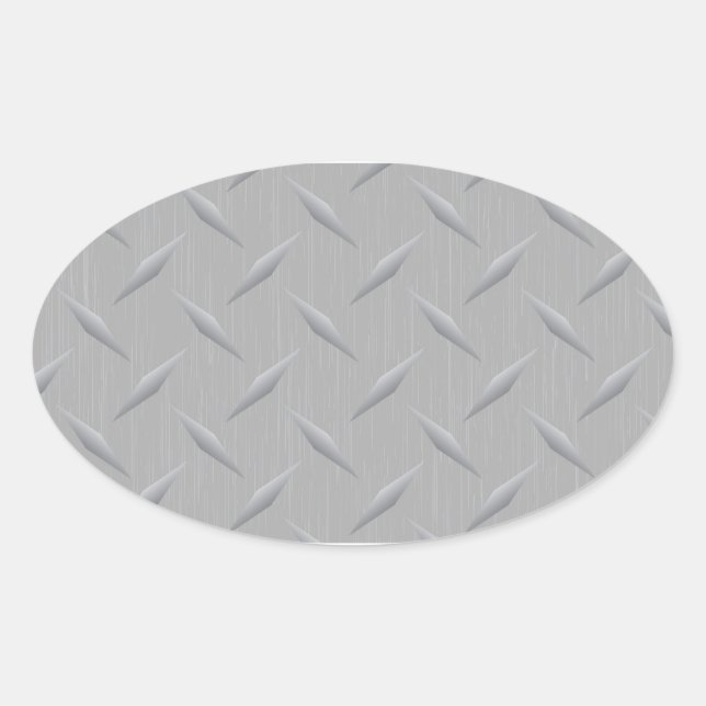 Diamond Plate Metal Oval Sticker (Front)