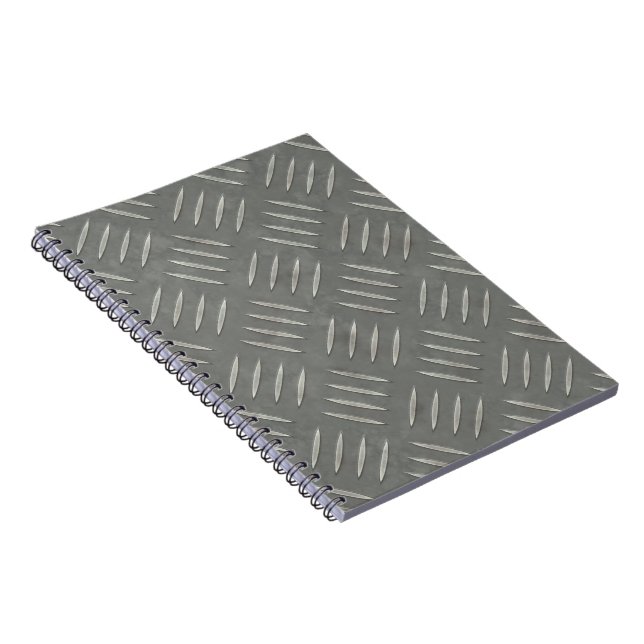 Diamond Plate Stainless Steel Textured Notebook (Right Side)