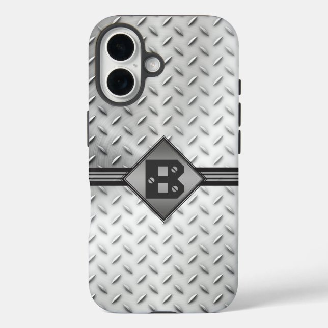 Diamond Plate Steel Monogram Case-Mate iPhone Case (Back)