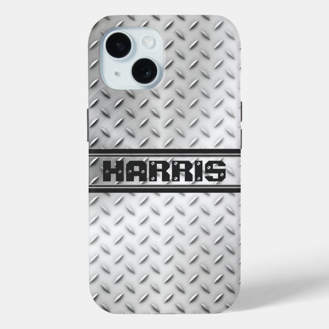 Diamond Plate Steel with Name Case-Mate iPhone Case (Back)