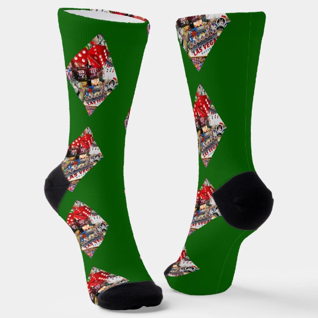 Diamond Playing Card Shape Las Vegas Socks (Angled)