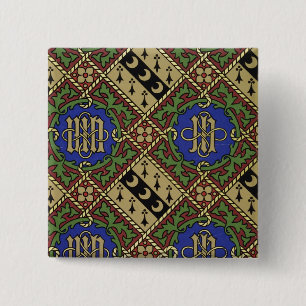 Diamond print ecclesiastical wallpaper design 2 inch square button