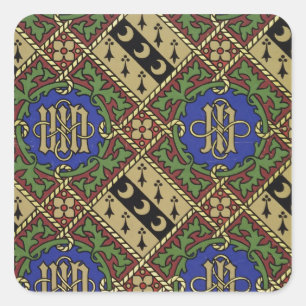 Diamond print ecclesiastical wallpaper design square sticker