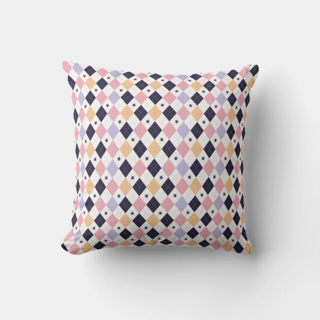 Diamond Purple Pink with Spider Throw Pillow (Front)