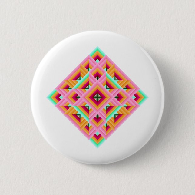 Diamond Quilt in Pink and Green 2 Inch Round Button (Front)