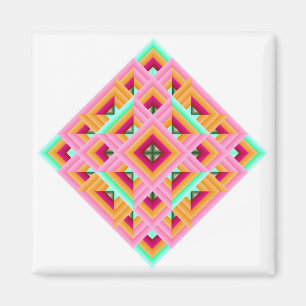 Diamond Quilt in Pink and Green Magnet