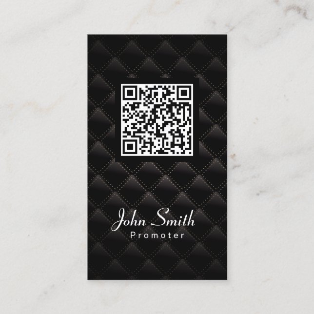 Diamond Quilt QR Code Promoter Business Card (Front)