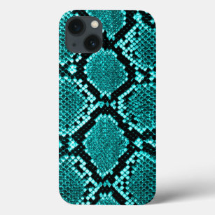 Diamond Rattlesnake Snake Skin aqua iPhone 13 Case