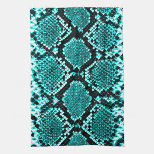Diamond Rattlesnake Snake Skin aqua Kitchen Towel