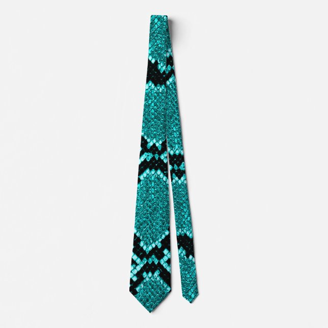 Diamond Rattlesnake Snake Skin aqua Tie (Front)
