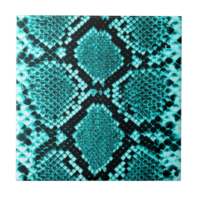Diamond Rattlesnake Snake Skin aqua Tile (Front)