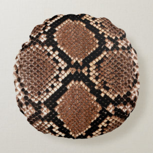 Diamond Rattlesnake Snake Skin Round Pillow