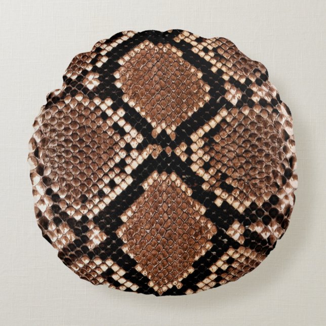 Diamond Rattlesnake Snake Skin Round Pillow (Front)