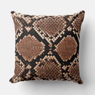 Diamond Rattlesnake Snake Skin Throw Pillow