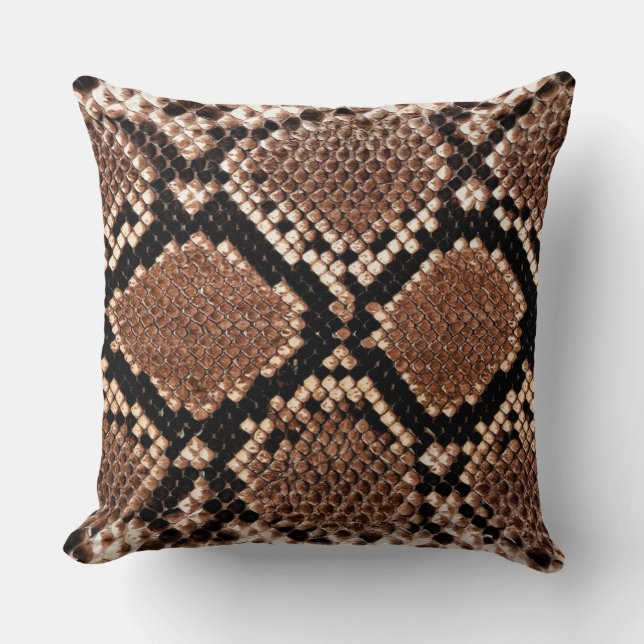 Diamond Rattlesnake Snake Skin Throw Pillow (Front)