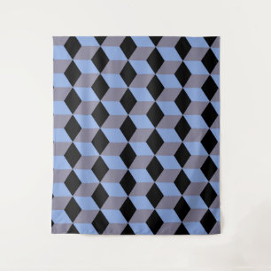 Diamond Repeating Pattern In Black Blue Heather Tapestry