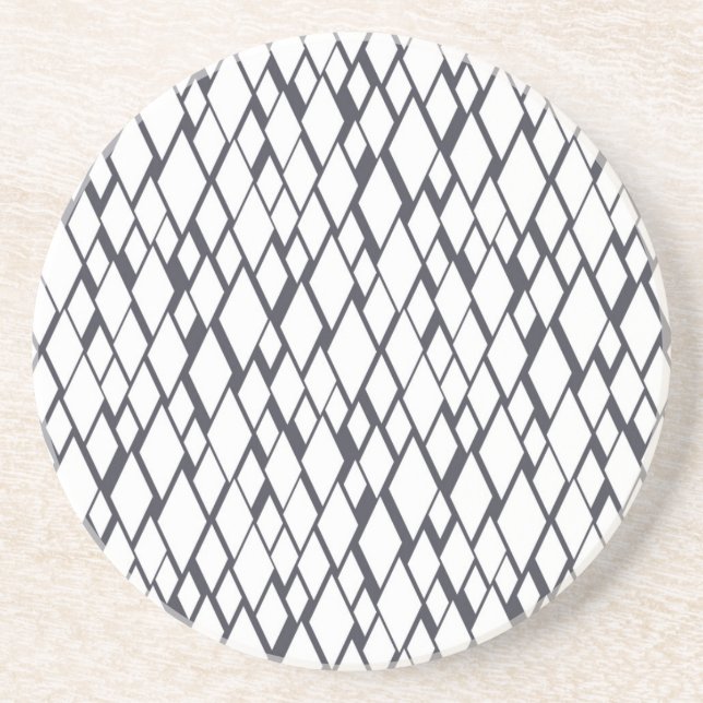Diamond Retro Navy Blue and White Pattern Coaster (Front)