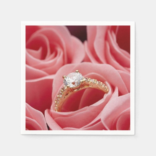 Diamond Ring Among Roses Napkins (Front)