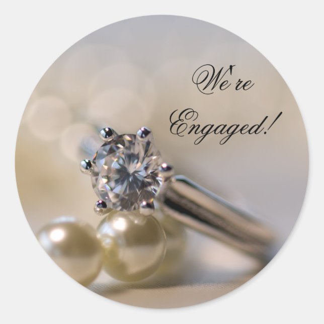 Diamond Ring and Pearls Engagement Envelope Seals (Front)