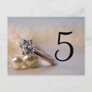 Diamond Ring and Pearls Wedding Table Numbers Postcard