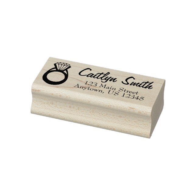 Diamond Ring Bling Bride Personalized Address Rubber Stamp (Stamp)