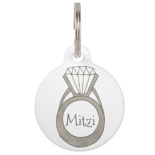 Diamond Ring Bling Personalized Fashion Pet Tag