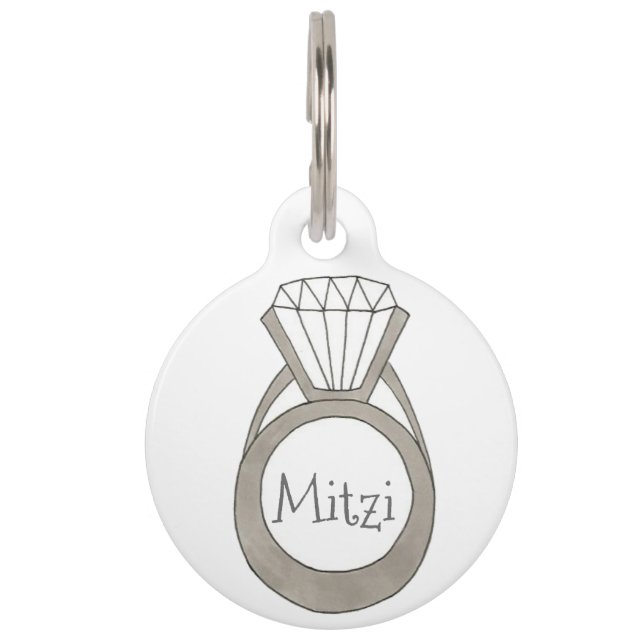 Diamond Ring Bling Personalized Fashion Pet Tag (Front)
