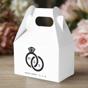 Diamond Ring Couple Monogram Wedding Favor Box