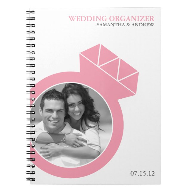 Diamond Ring Custom Photo Wedding Organizer Notebook (Front)