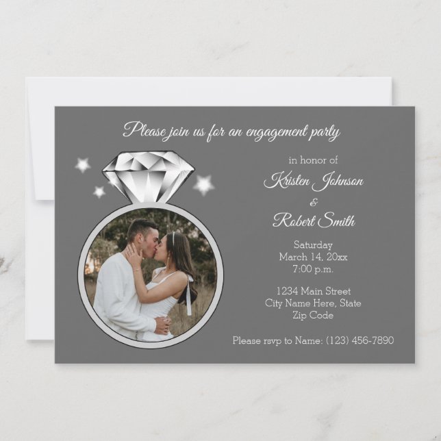 Diamond Ring Engagement photo Invitation (Devant)