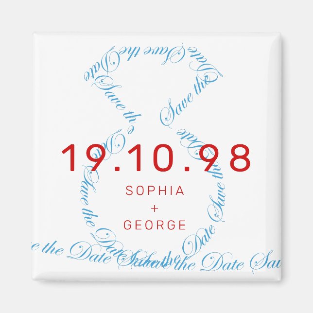 Diamond Ring Loop Save The Date Wedding Magnet (Front)