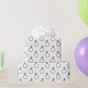 Diamond Ring Pattern - White Wrapping Paper