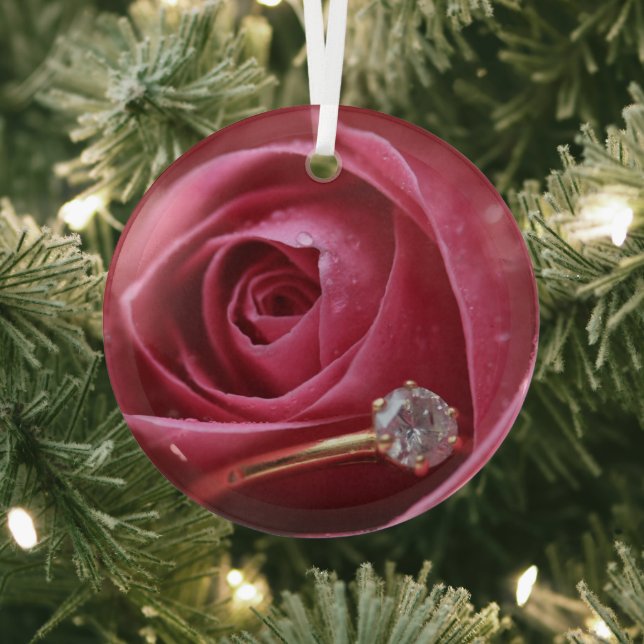 Diamond Ring Proposal  Glass Ornament (Insitu)