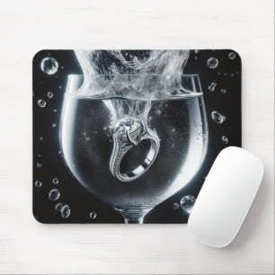 Diamond Ring Splash In Water Glass Mouse Pad