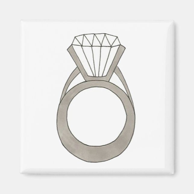 Diamond Ring Wedding Bride Bridal Shower Magnet (Front)