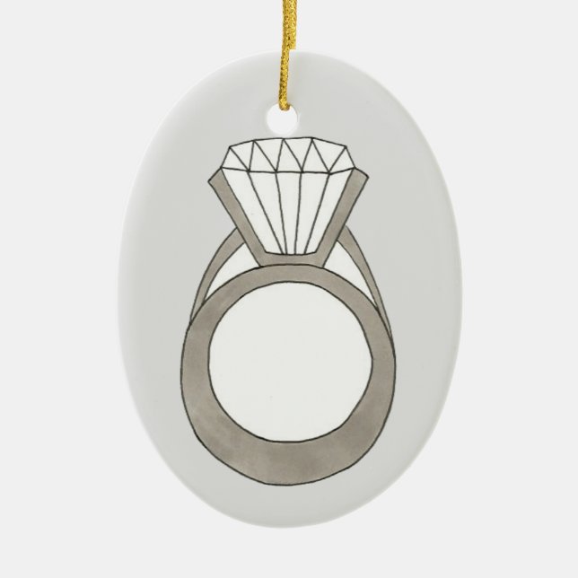 Diamond Ring Wedding Engagement Bridal Shower Ceramic Ornament (Front)