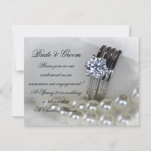 Diamond Rings and Pearls Engagement Announcement (Front)