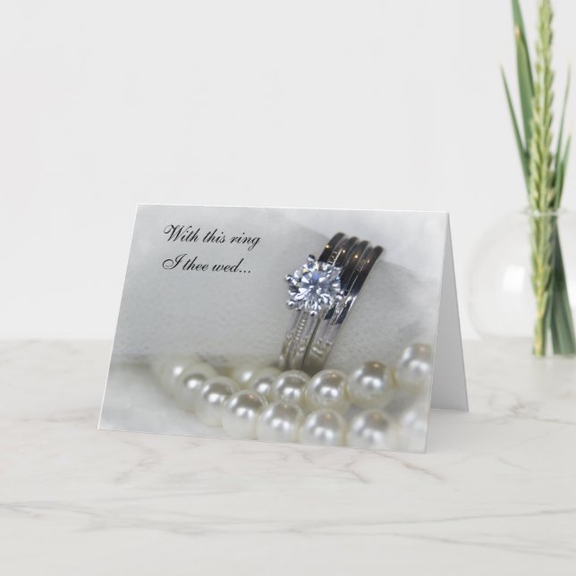 Diamond Rings and Pearls Wedding Invitation (Front)