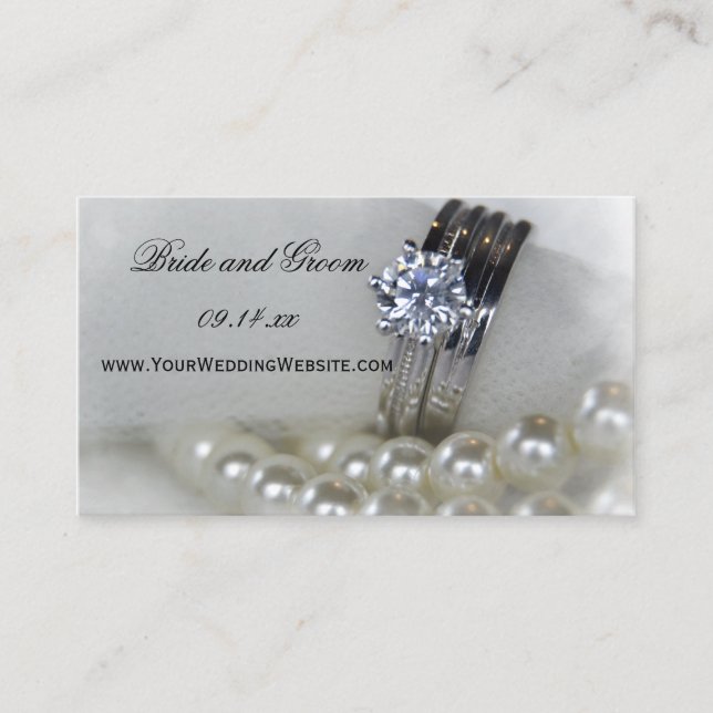 Diamond Rings and Pearls Wedding Website Enclosure Card (Front)