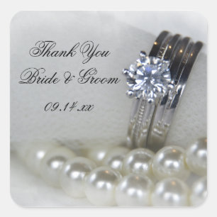 Diamond Rings Pearls Wedding Thank You Favour Tag