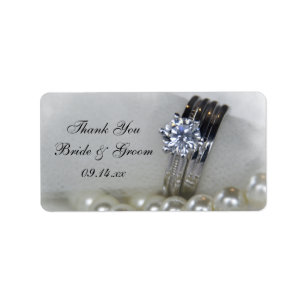 Diamond Rings Pearls Wedding Thank You Favour Tag