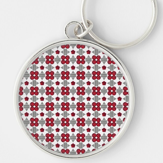 Diamond Ruby Gemstone Art, Red Keychain (Front)