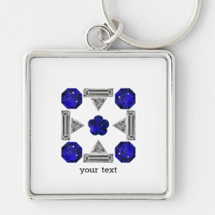 Diamond Sapphire Gemstone Art, Blue Keychain