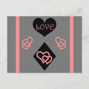 Diamond Shape and Hearts "Love" Postcard